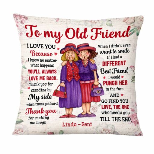 Personalized Thank You For All To My Friend Vintage Floral Pillow