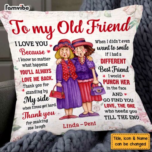 Personalized Thank You For All To My Friend Vintage Floral Pillow