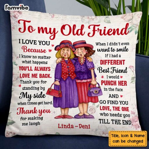 Personalized Thank You For All To My Friend Vintage Floral Pillow