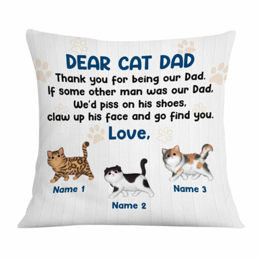 Personalized Thank You For Being A Cat Dad Pillow