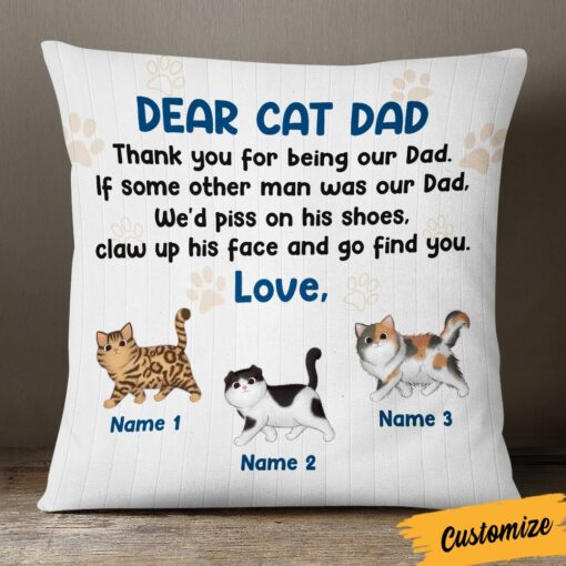 Personalized Thank You For Being A Cat Dad Pillow