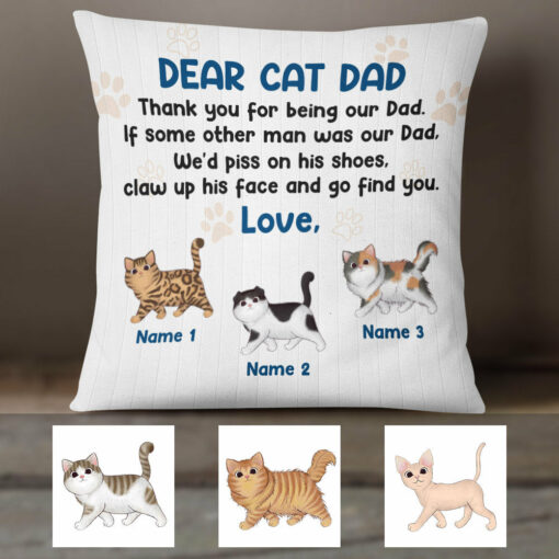 Personalized Thank You For Being A Cat Dad Pillow