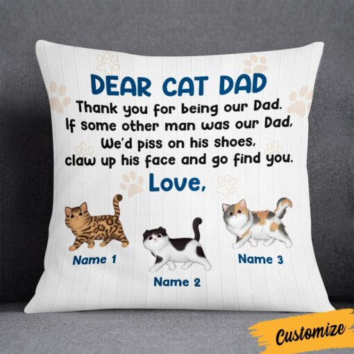 Personalized Thank You For Being A Cat Dad Pillow