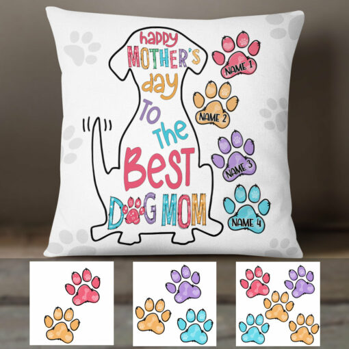 Personalized The Best Dog Mom Grandma Pillow