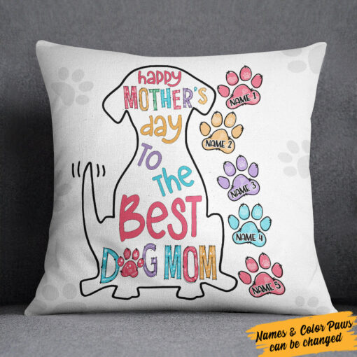 Personalized The Best Dog Mom Grandma Pillow