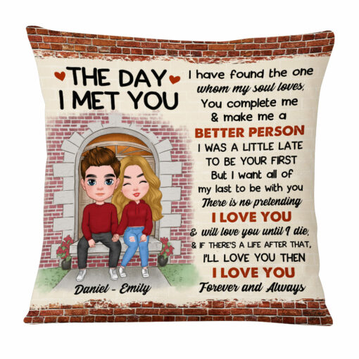 Personalized The Day I Met You Couple Pillow