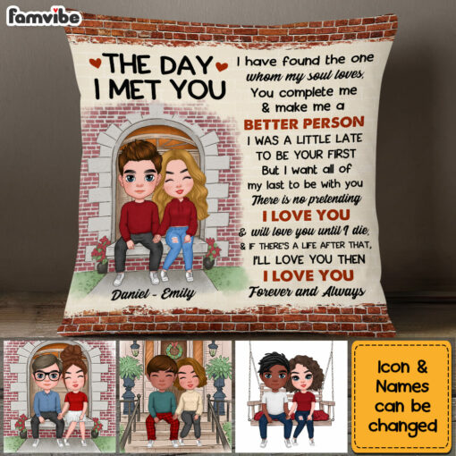 Personalized The Day I Met You Couple Pillow