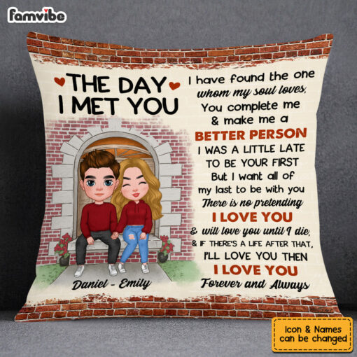 Personalized The Day I Met You Couple Pillow