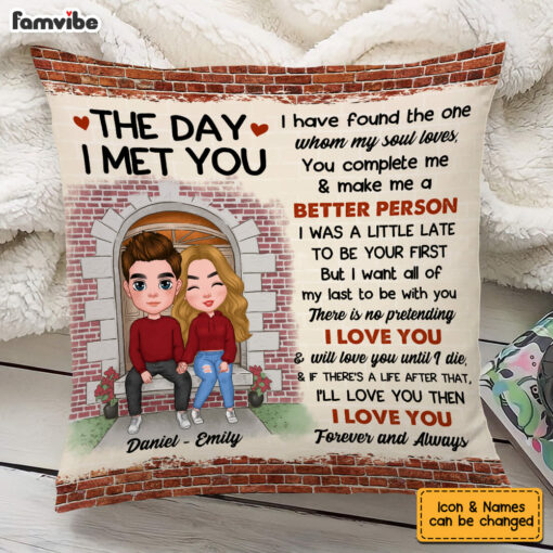 Personalized The Day I Met You Couple Pillow