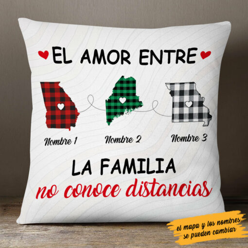 Personalized The Love Between Family Knows No Distance Spanish Pillow