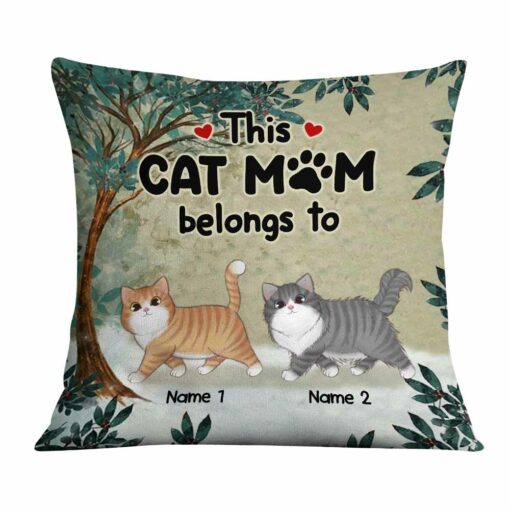 Personalized This Cat Mom Belongs To Pillow