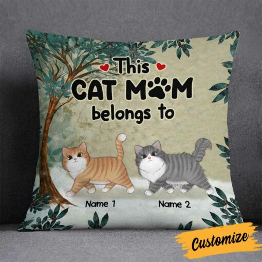 Personalized This Cat Mom Belongs To Pillow