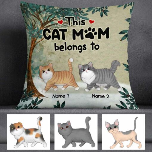 Personalized This Cat Mom Belongs To Pillow