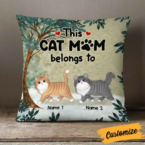 Personalized This Cat Mom Belongs To Pillow