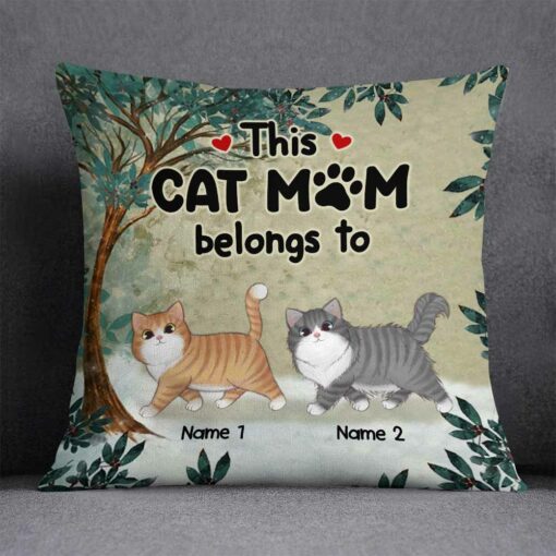 Personalized This Cat Mom Belongs To Pillow