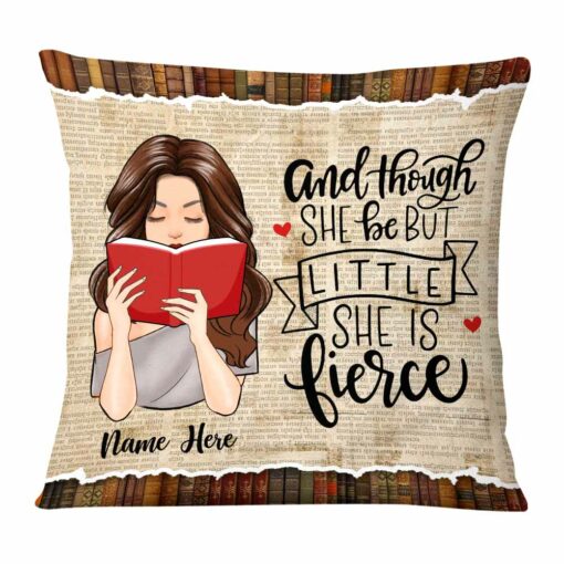 Personalized Though She Be But Little She Is Fierce Book Girl Pillow