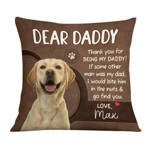 Personalized To Dog Dad Photo Pillow