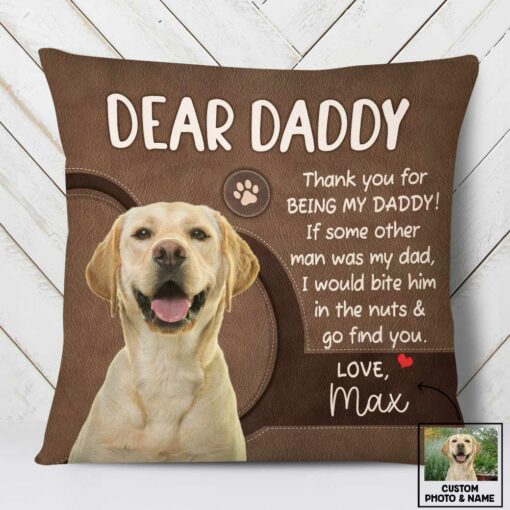 Personalized To Dog Dad Photo Pillow