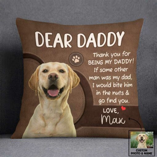 Personalized To Dog Dad Photo Pillow