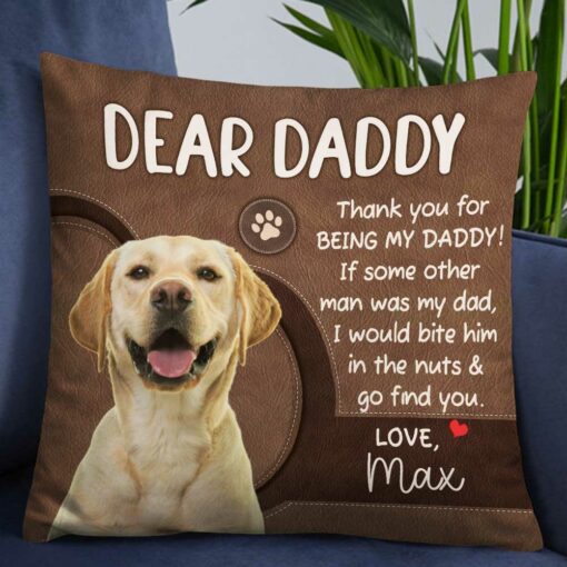 Personalized To Dog Dad Photo Pillow