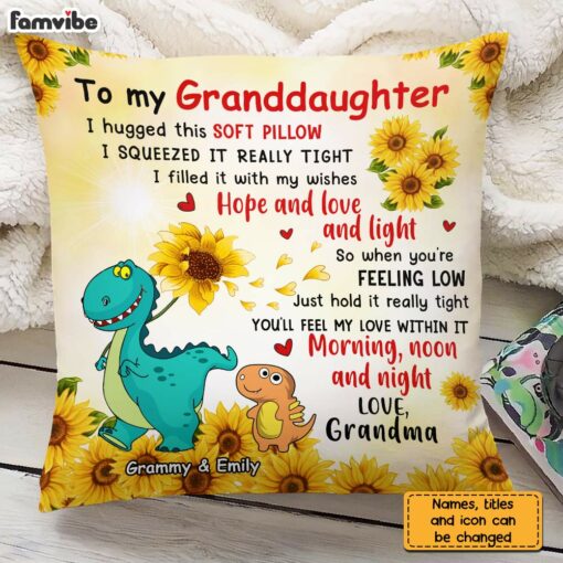 Personalized To Granddaughter Sunflower Hug This Pillow