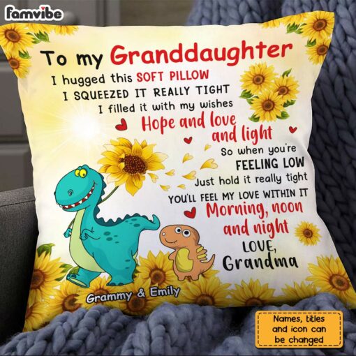 Personalized To Granddaughter Sunflower Hug This Pillow