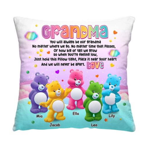 Personalized To Grandma Colorful Bear 3D Pillow