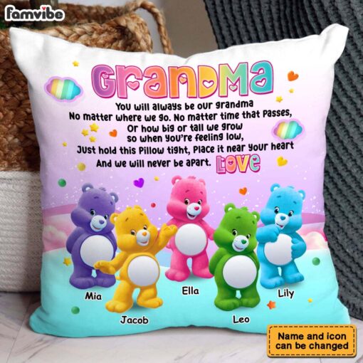 Personalized To Grandma Colorful Bear 3D Pillow