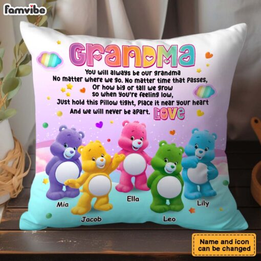 Personalized To Grandma Colorful Bear 3D Pillow