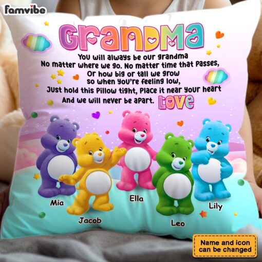 Personalized To Grandma Colorful Bear 3D Pillow