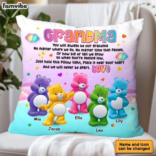 Personalized To Grandma Colorful Bear 3D Pillow