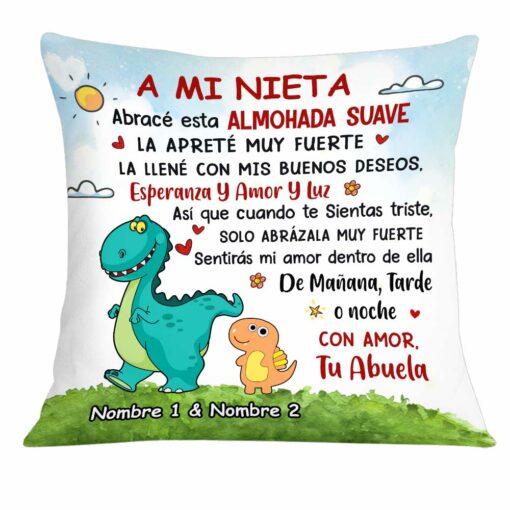 Personalized To Grandson Spanish Dinosaur Pillow