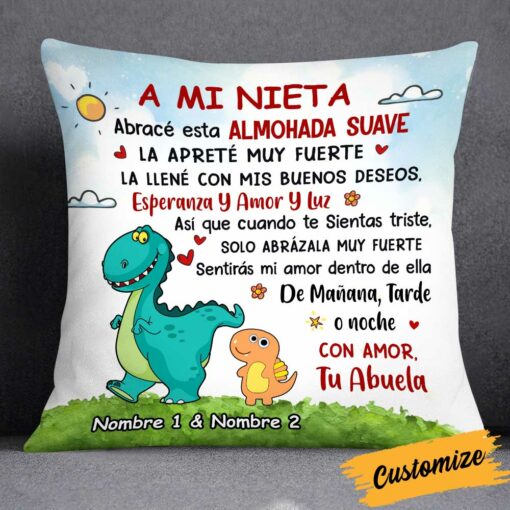 Personalized To Grandson Spanish Dinosaur Pillow