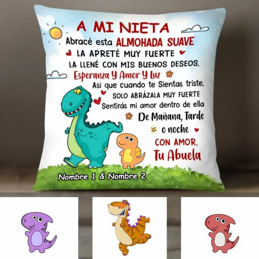 Personalized To Grandson Spanish Dinosaur Pillow