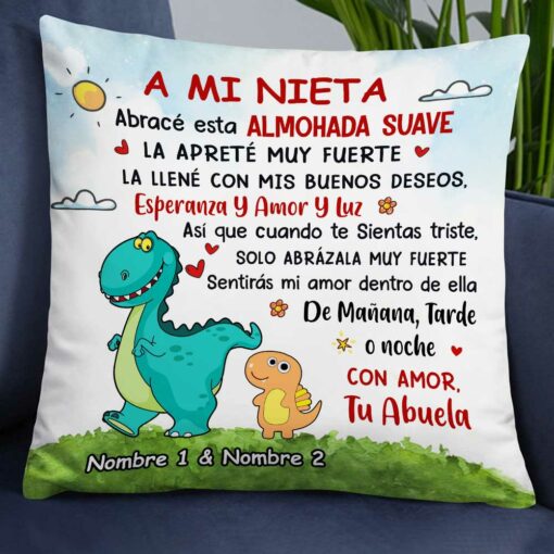 Personalized To Grandson Spanish Dinosaur Pillow