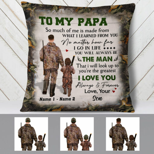 Personalized To My Dad Hunting Pillow