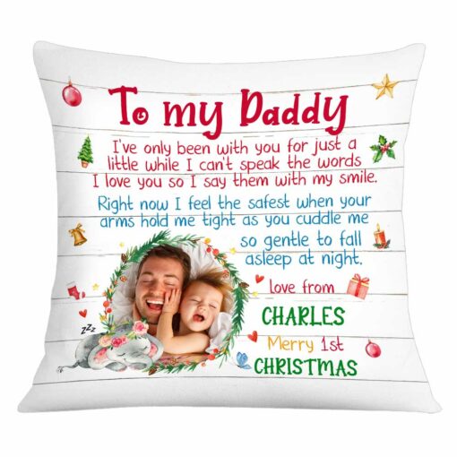 Personalized To My Daddy Baby First Christmas Pillow