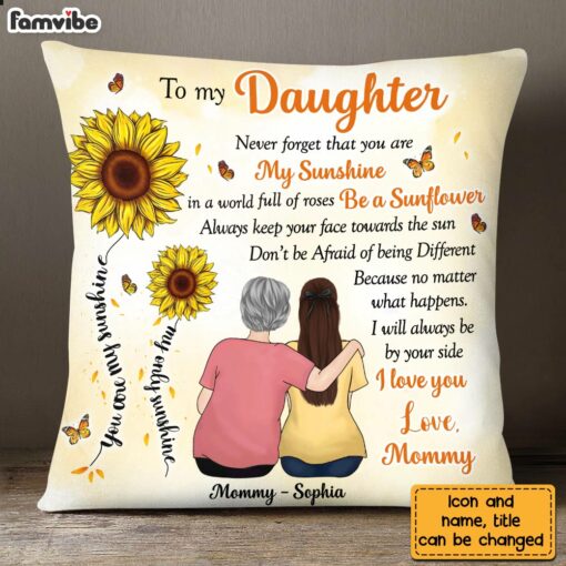 Personalized To My Daughter Sunflower From Mom Pillow