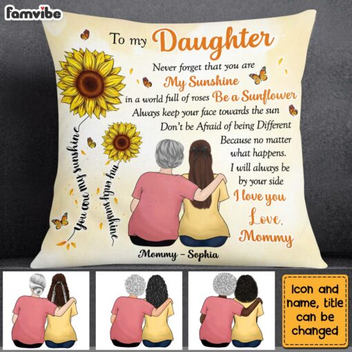 Personalized To My Daughter Sunflower From Mom Pillow