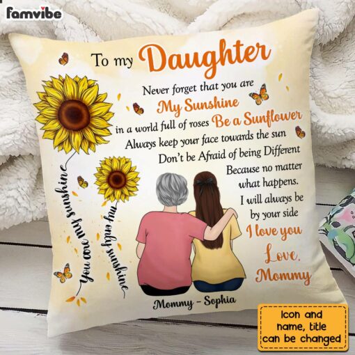 Personalized To My Daughter Sunflower From Mom Pillow