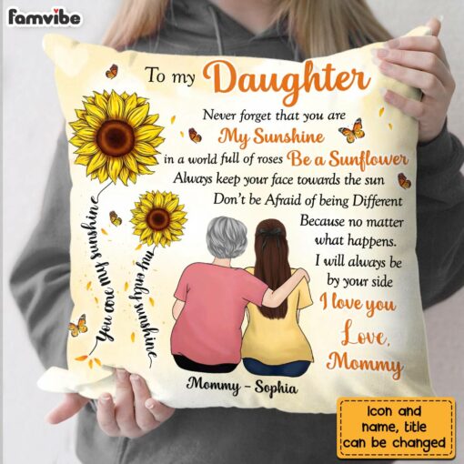 Personalized To My Daughter Sunflower From Mom Pillow