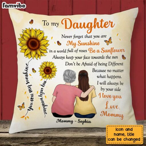 Personalized To My Daughter Sunflower From Mom Pillow