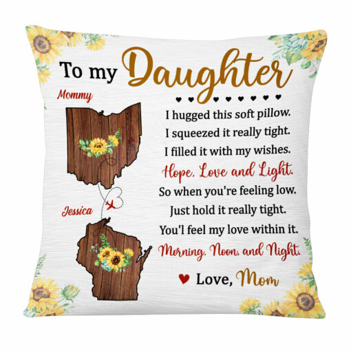 Personalized To My Daughter Sunflower Long Distance Pillow