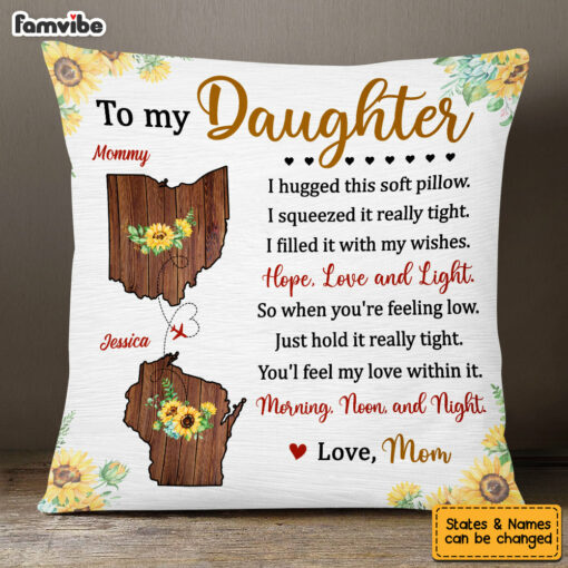 Personalized To My Daughter Sunflower Long Distance Pillow