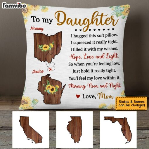 Personalized To My Daughter Sunflower Long Distance Pillow