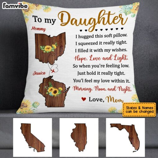 Personalized To My Daughter Sunflower Long Distance Pillow