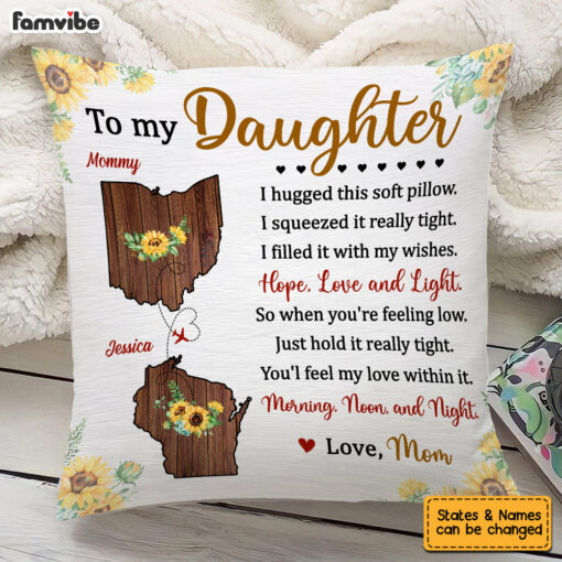 Personalized To My Daughter Sunflower Long Distance Pillow