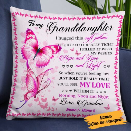 Personalized To My Granddaughter Butterfly Pillow