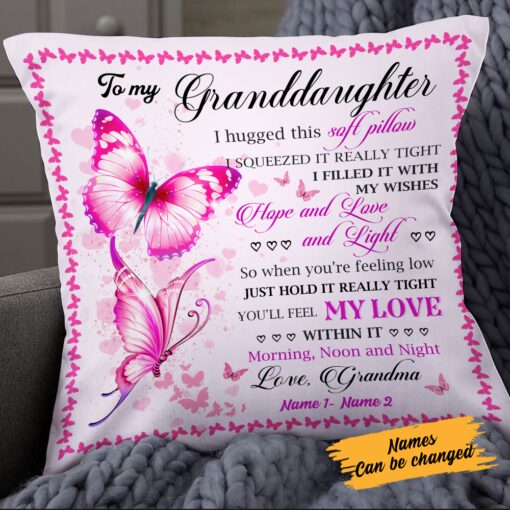 Personalized To My Granddaughter Butterfly Pillow