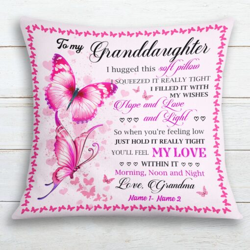 Personalized To My Granddaughter Butterfly Pillow